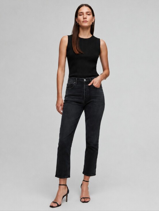 Agolde Denim - Agolde X Argent Riley Black High Rise Straight Leg Jeans Size 31